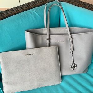 NWOT Heather Gray large Shoulder bag with laptop sleeve